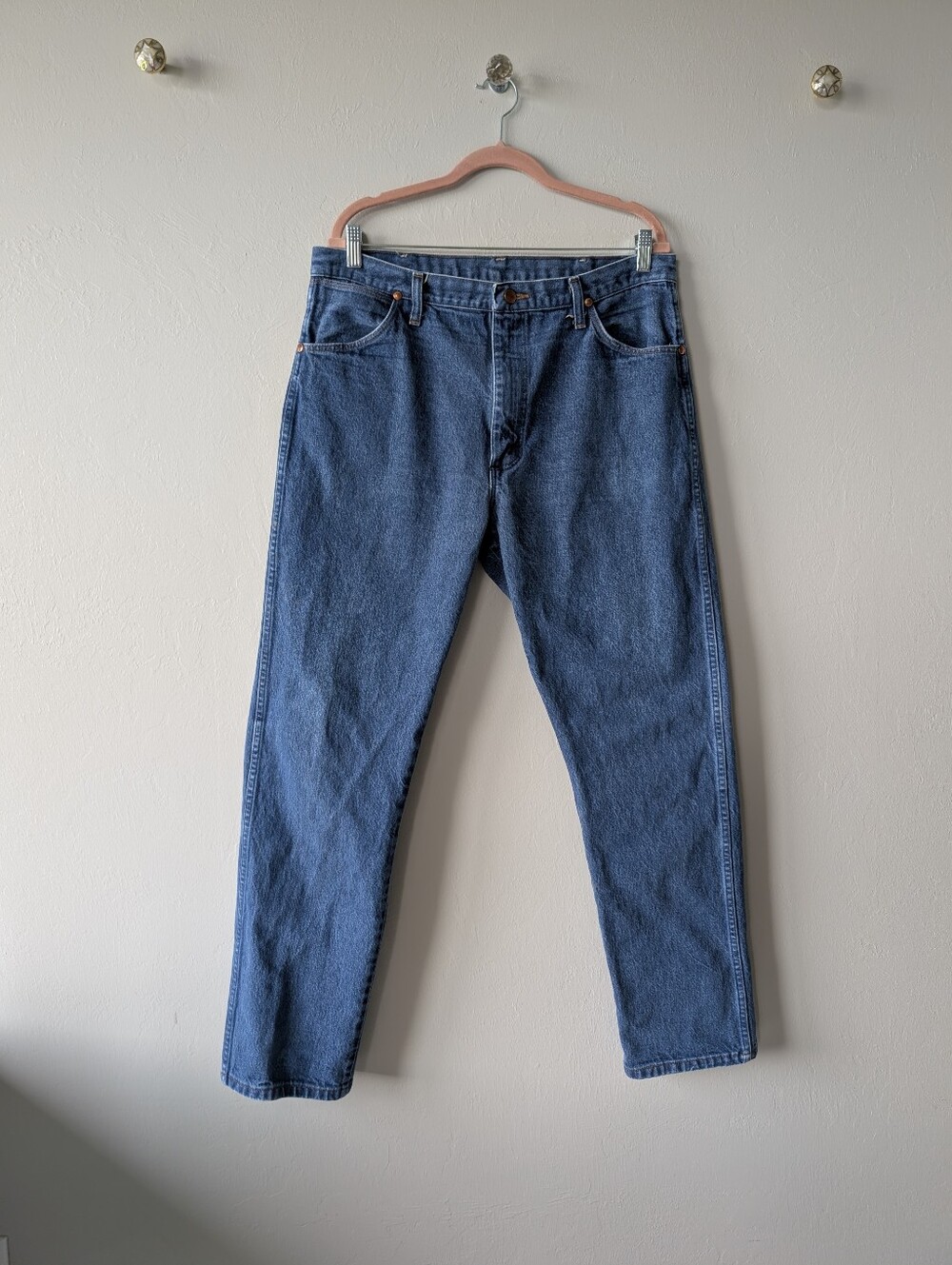 Wrangler Men’s Straight Blue Denim Jeans Cowboy Workwear Size 38"X32